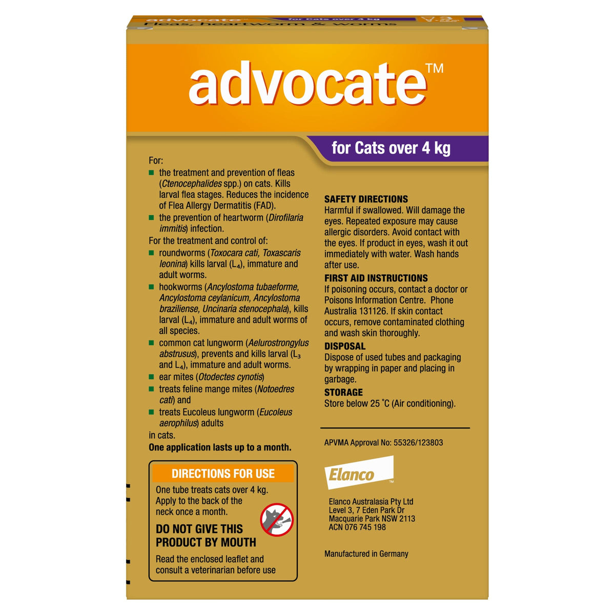 Advocate Cat Health Advocate™ Purple for Large Cats — over 4kg