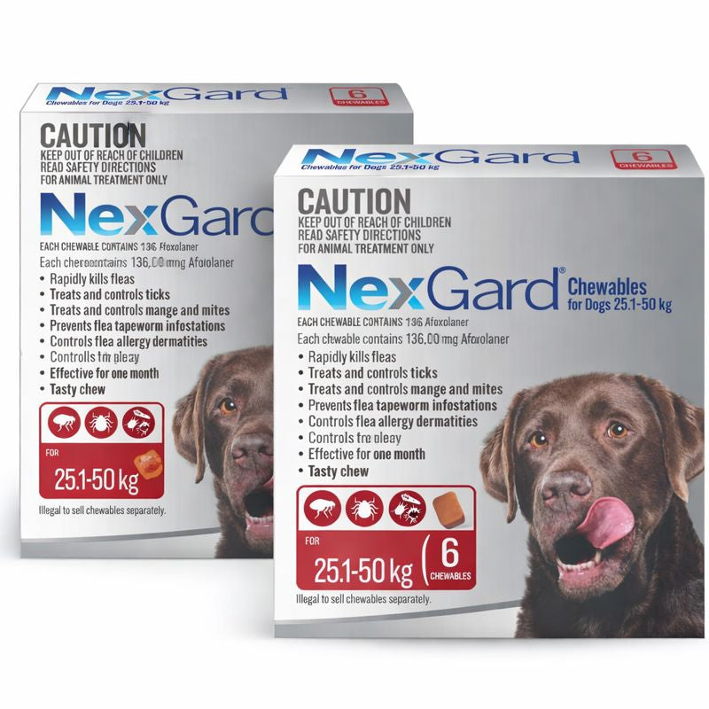 NexGard Chewables for Large Dogs (60.1–121 lbs) – Red 12 Chews