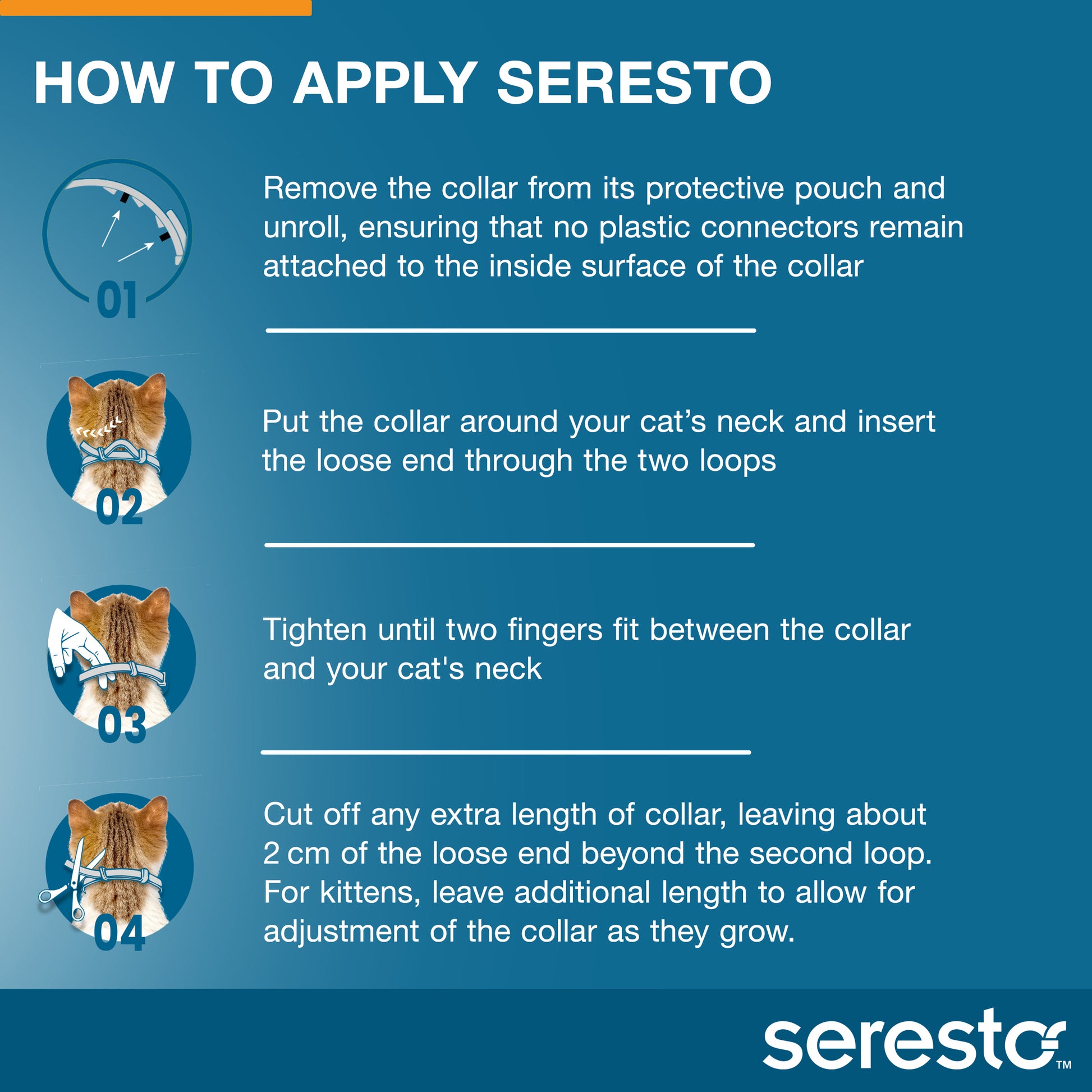 Seresto cat collar for flea and tick prevention, 8 month protection, orange box