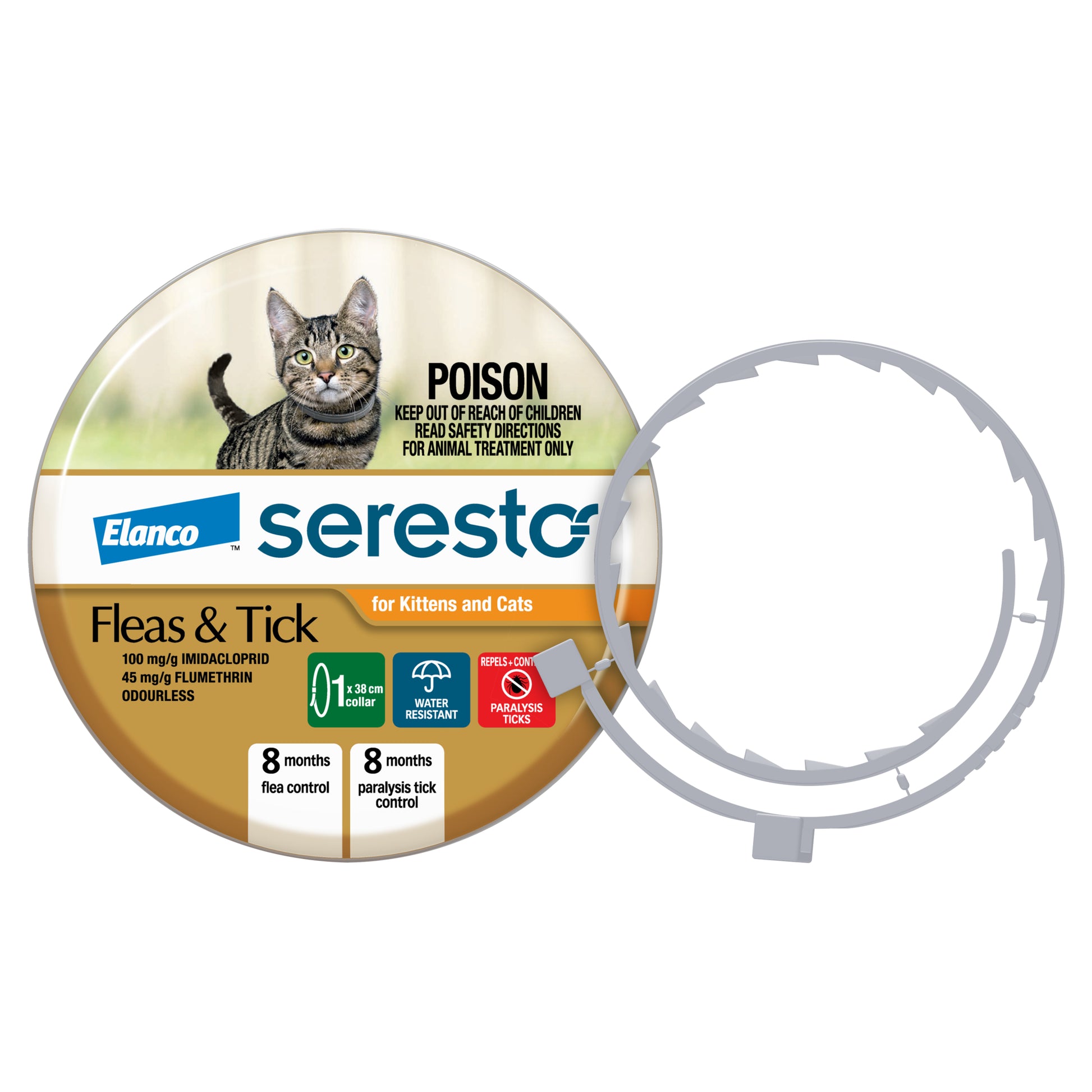 Seresto orange collar for cats, flea and tick control for kittens and small cats
