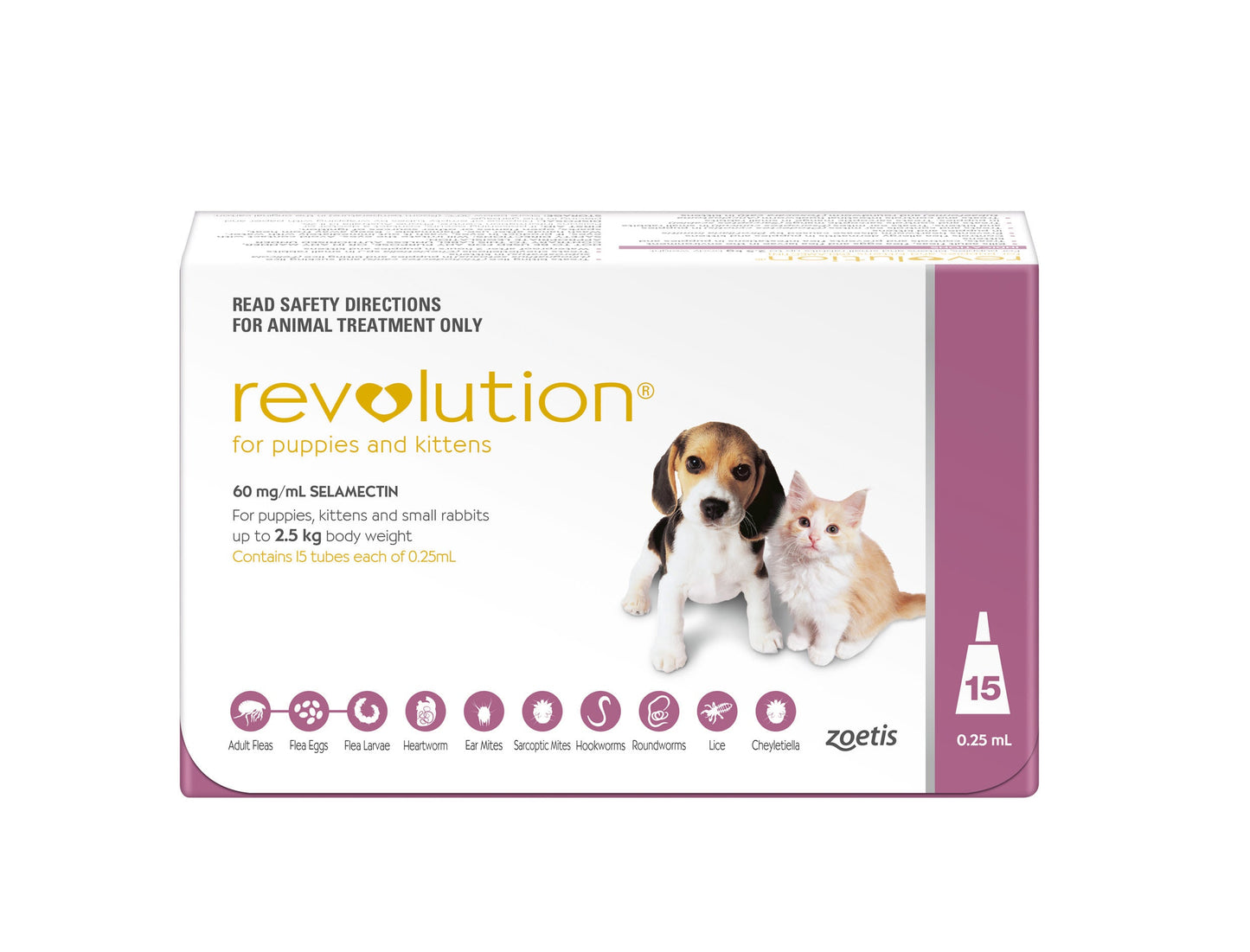 Revolution mauve pack for small puppies and kittens, all-in-one parasite prevention