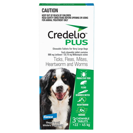 Credelio Dog Health 3pk Credelio™ PLUS Blue For Extra Large Dogs 22-45 kg