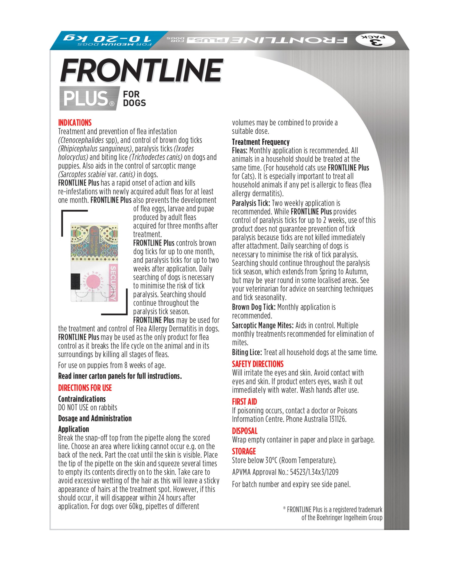 Frontline Plus Blue – back of carton