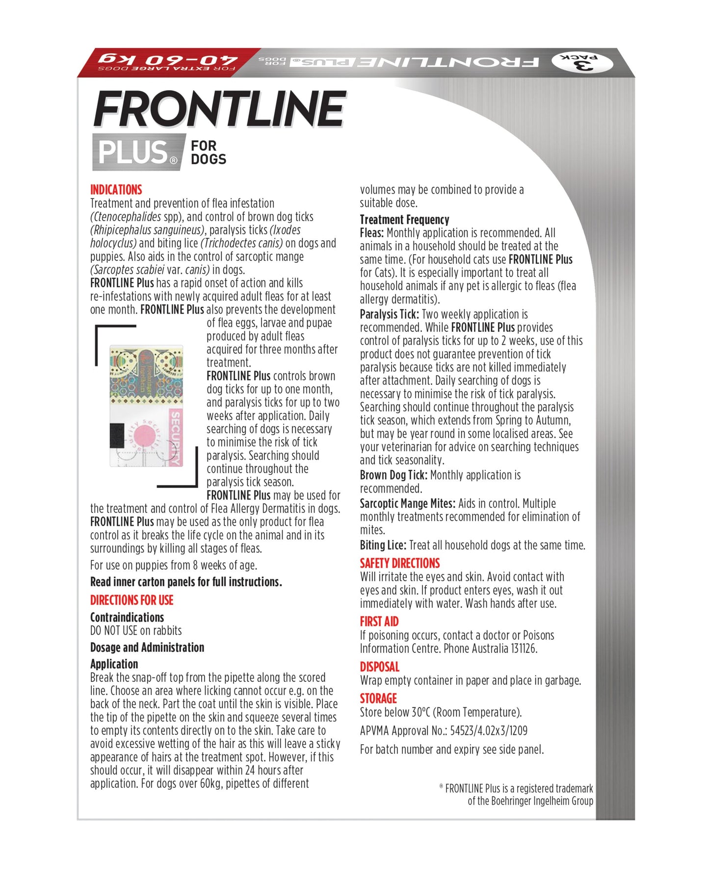 Frontline Plus Red – back of carton