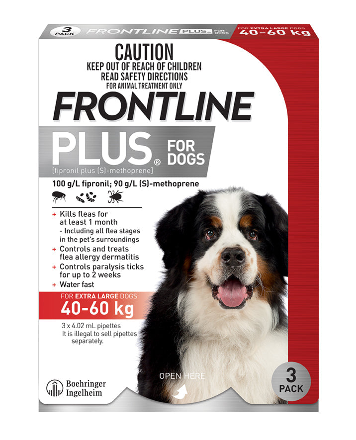 Frontline Plus Red for Extra Large Dogs 89–132 lbs – carton 3 pack