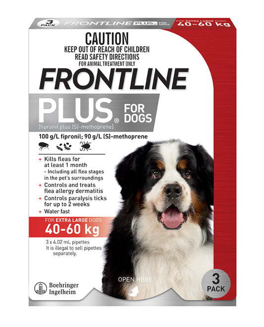Frontline Plus Red for Extra Large Dogs 89–132 lbs – carton 3 pack