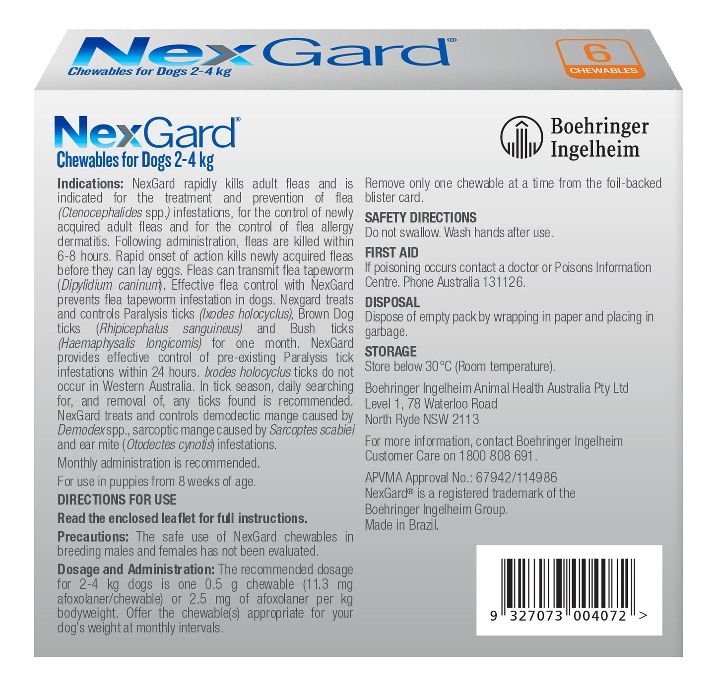 NexGard Chewables for Extra Small Dogs (4–10 lbs) – Orange