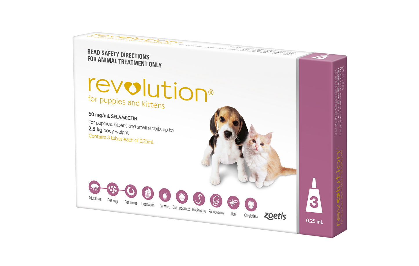 Revolution flea, tick, and worm protection for puppies and kittens up to 5.5 lbs, mauve pack