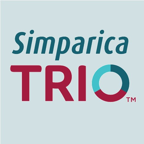 Simparica Trio flea, tick, worm and heartworm chews for dogs – product range with different weight sizes