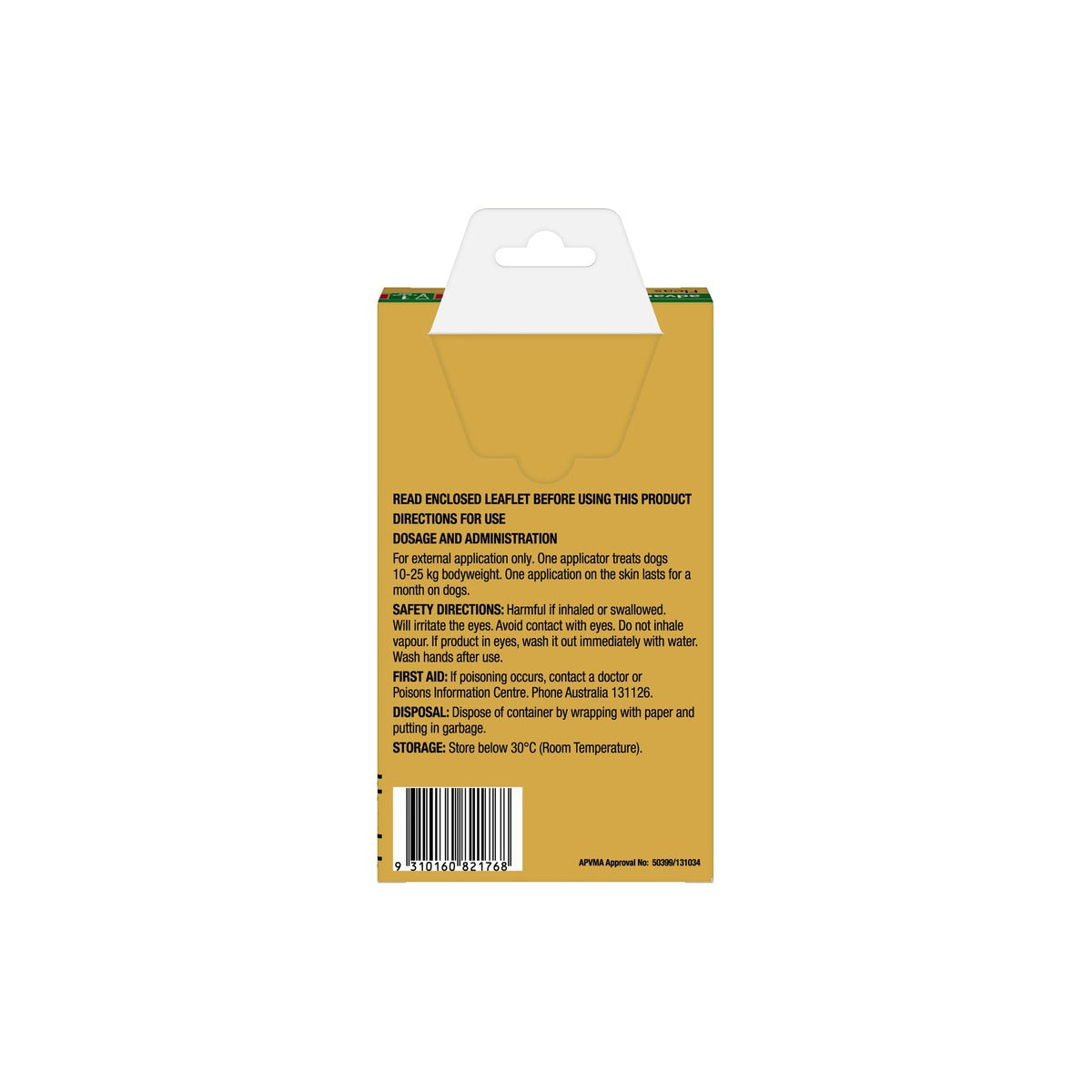 Advantage For Dogs 22.1-55lbs 10-25kg – back of pack – back of pack