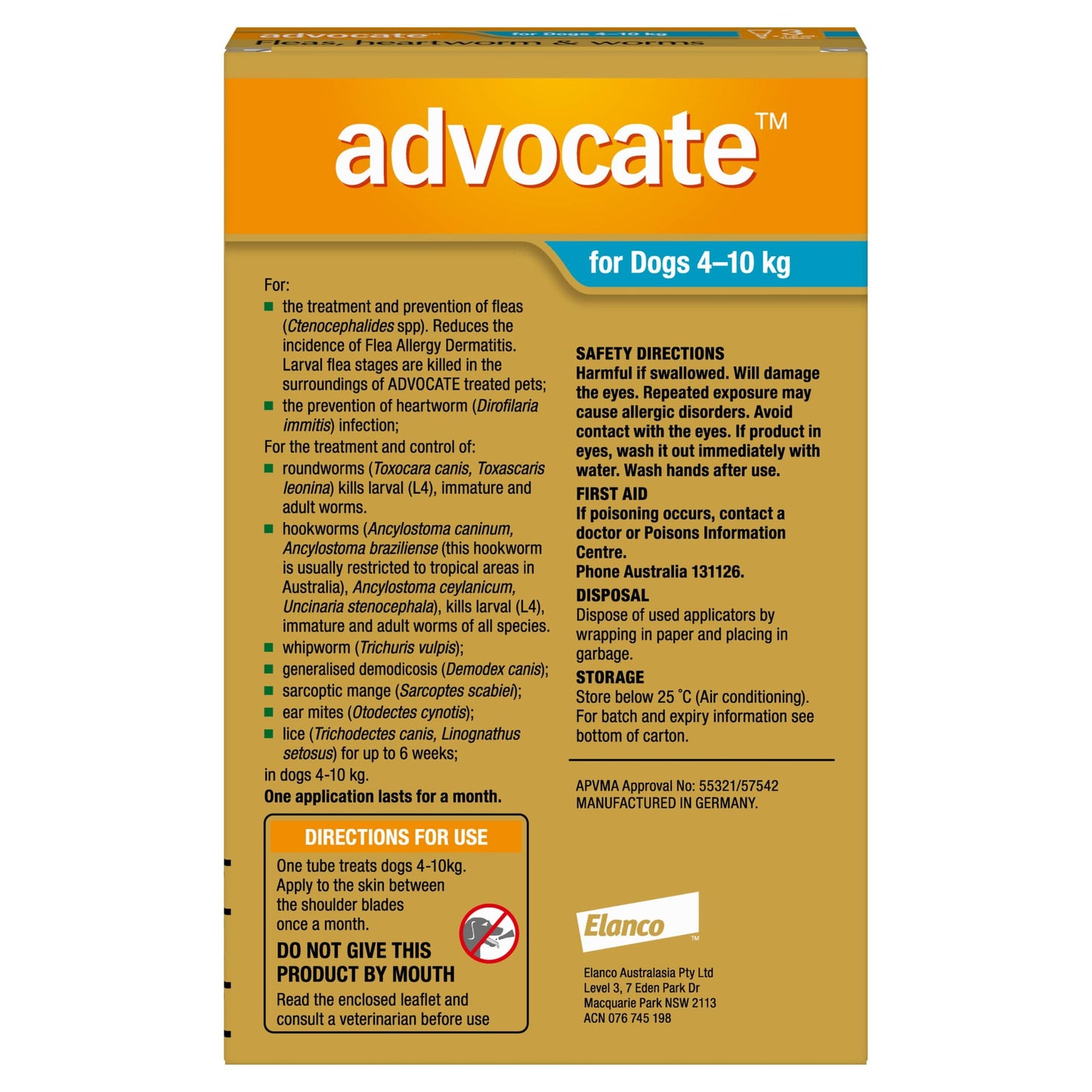 Advocate Dog Health Advocate™ Blue for Medium Dogs — 4-10kg