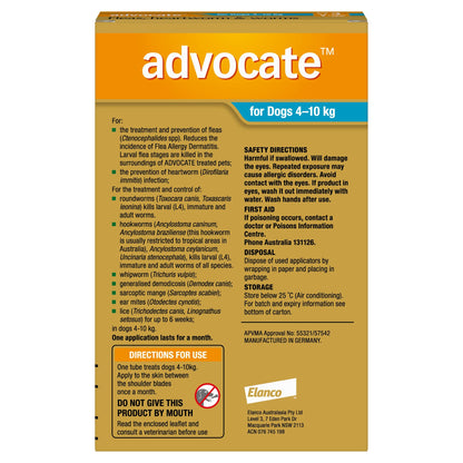 Advocate Dog Health Advocate™ Blue for Medium Dogs — 4-10kg