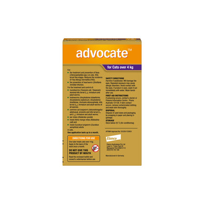 Advocate Spot-On For Cats Over 9lbs 4kg up – back of pack