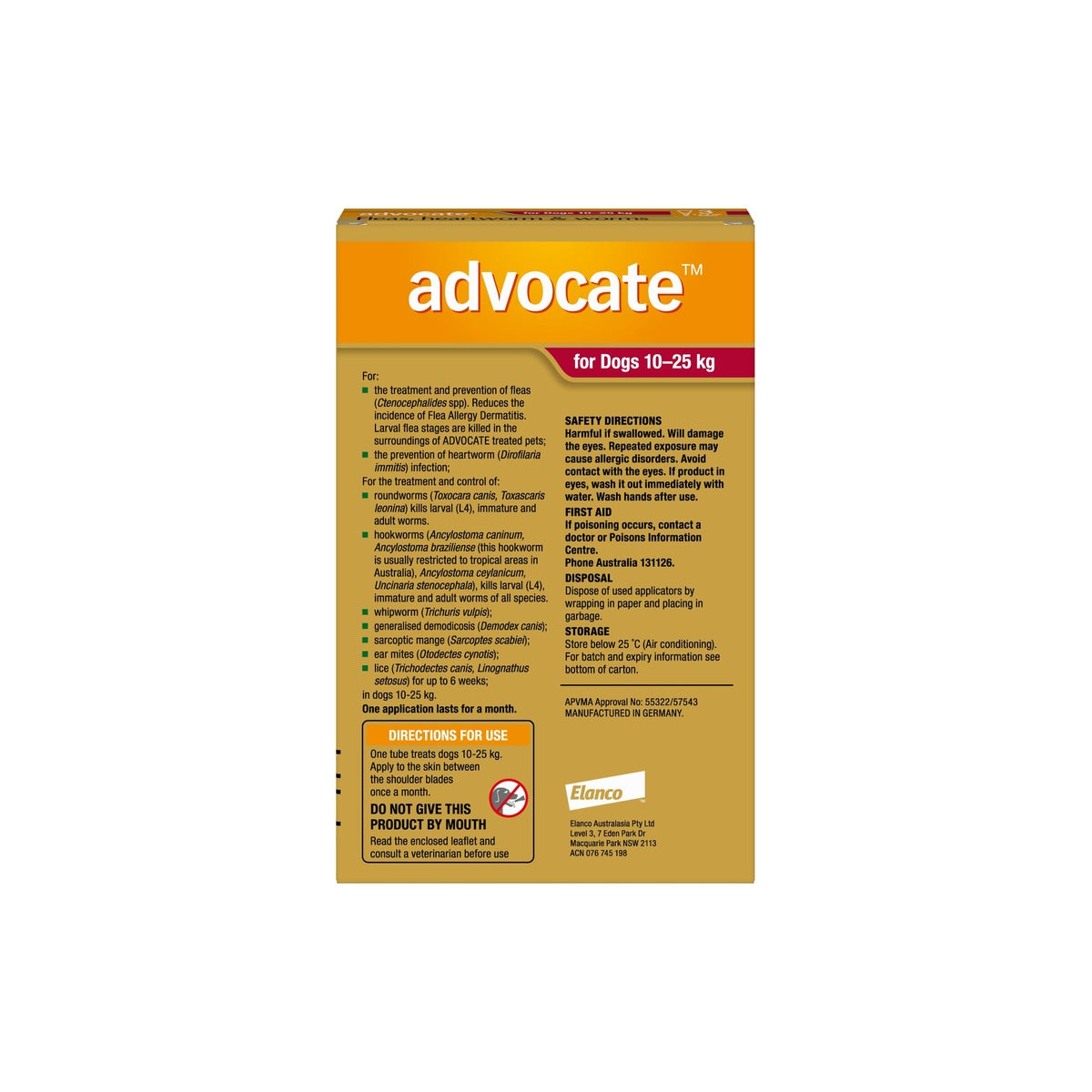 Advocate Spot-On For Dogs 20.1-55 lbs 10-25kg – back of pack – back of pack