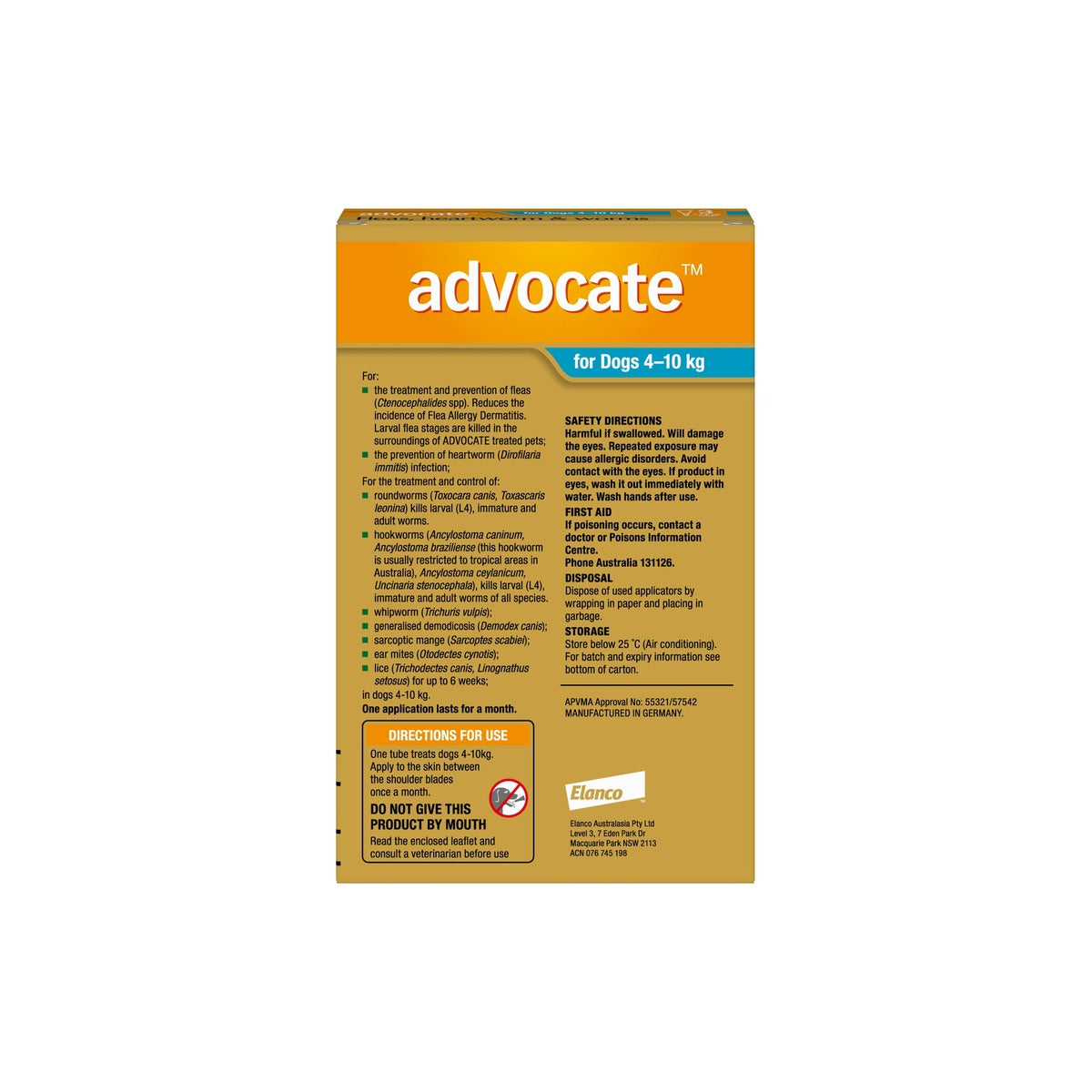 Advocate Spot-On For Dogs 9.1-20 lbs 4-10kg – back of pack – back of pack