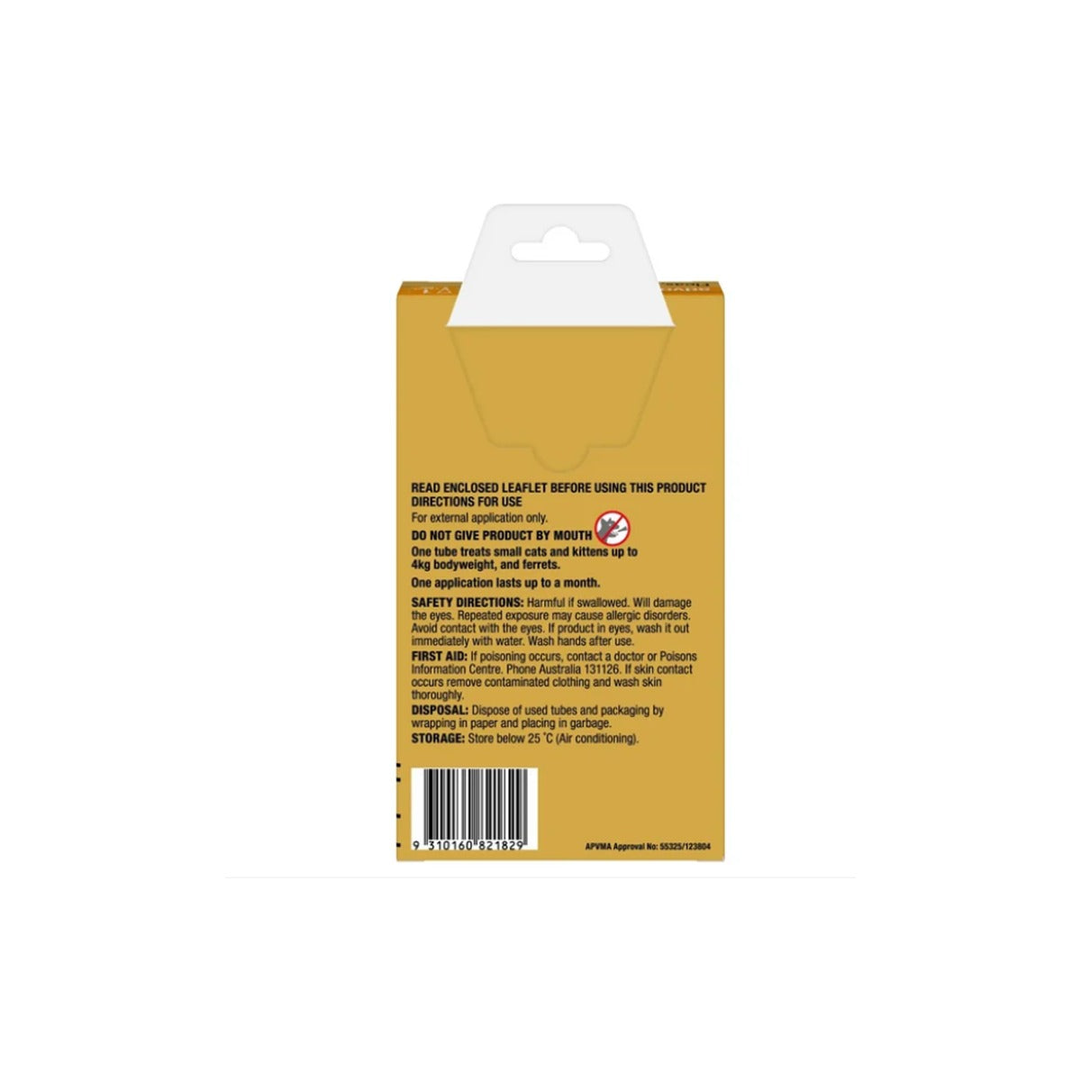 Advocate Spot-On for Kittens Small Cats Up to 9 lbs Orange Pack – back of pack – back of pack