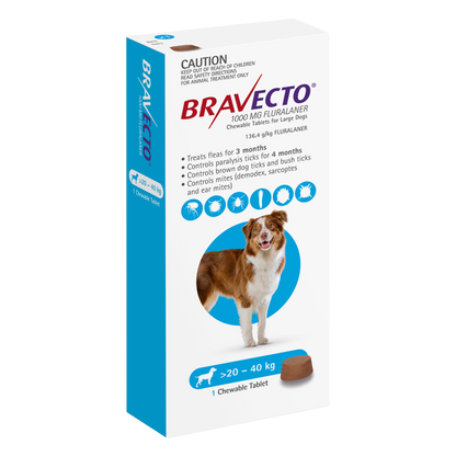 Bravecto chewable tablet for large dogs 44-88 lbs, flea and tick prevention