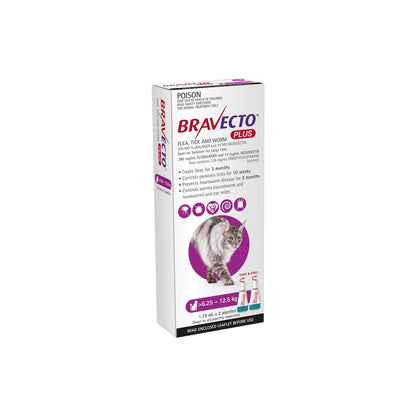 Bravecto Plus Spot On Cat Large 13.7-27.5lbs Purple – front of pack – front of pack