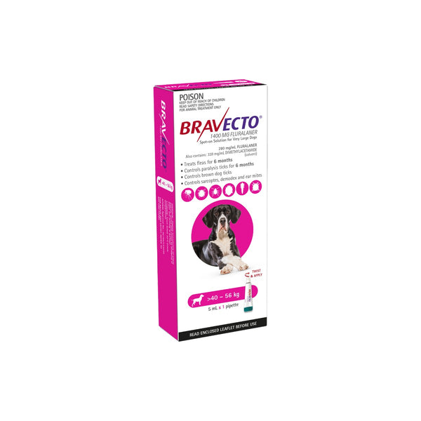 Bravecto Spot On Dog Extra Large 88-123lbs Pink – front of pack – front of pack
