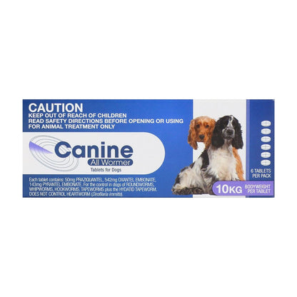 Canine Allwormer 10kg 6 Tablets – front of pack – front of pack