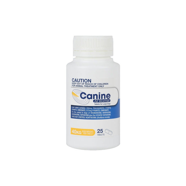 Canine Allwormer 40kg 25 Tablets – front of pack – front of pack