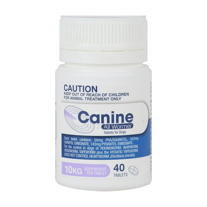 Canine Allwormer 40kg 70 Tablets – front of pack – front of pack