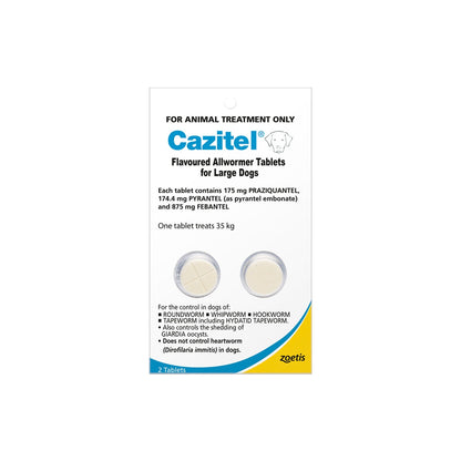 Cazitel Allwormer Dog Large 77lbs 35kg up – front of pack – front of pack