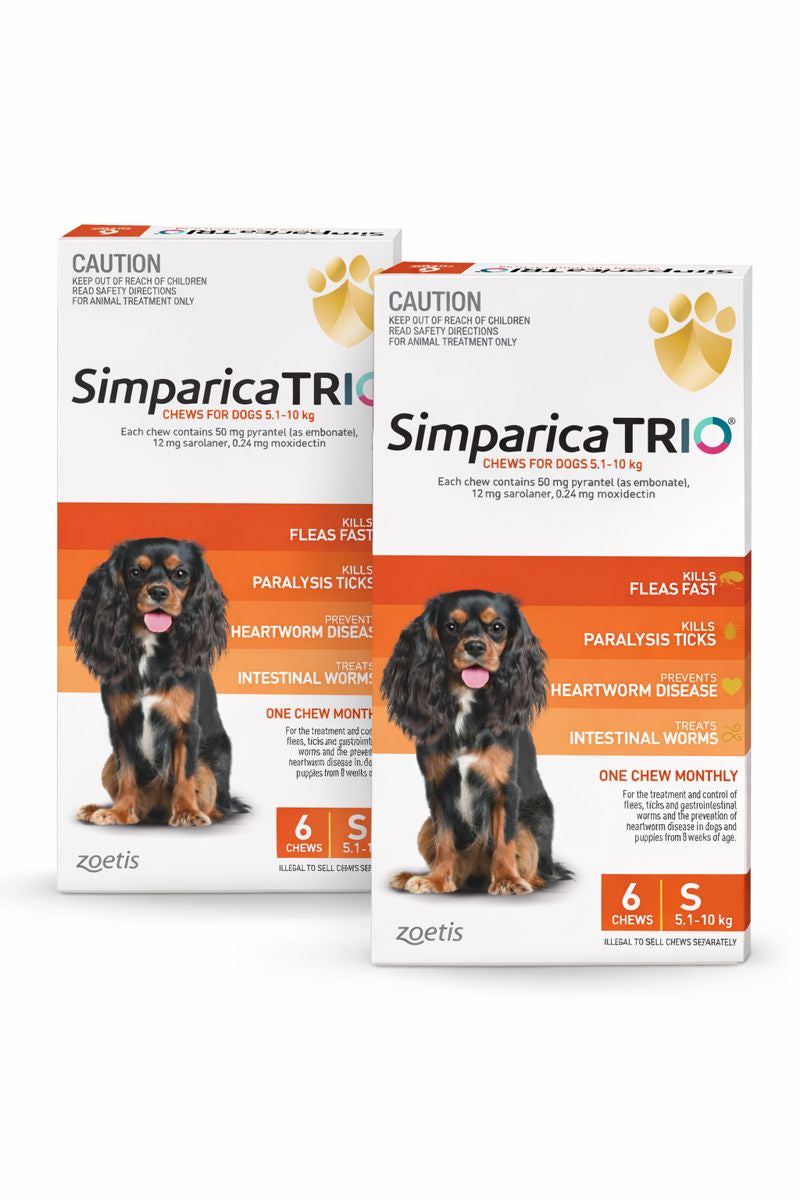 Simparica TRIO Chewables for Small Dogs (11.1–22 lbs) – Orange 12 Chews