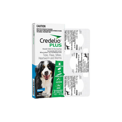 Credelio Plus Chews For Dogs 48.1-99lbs Blue – front of pack – front of pack