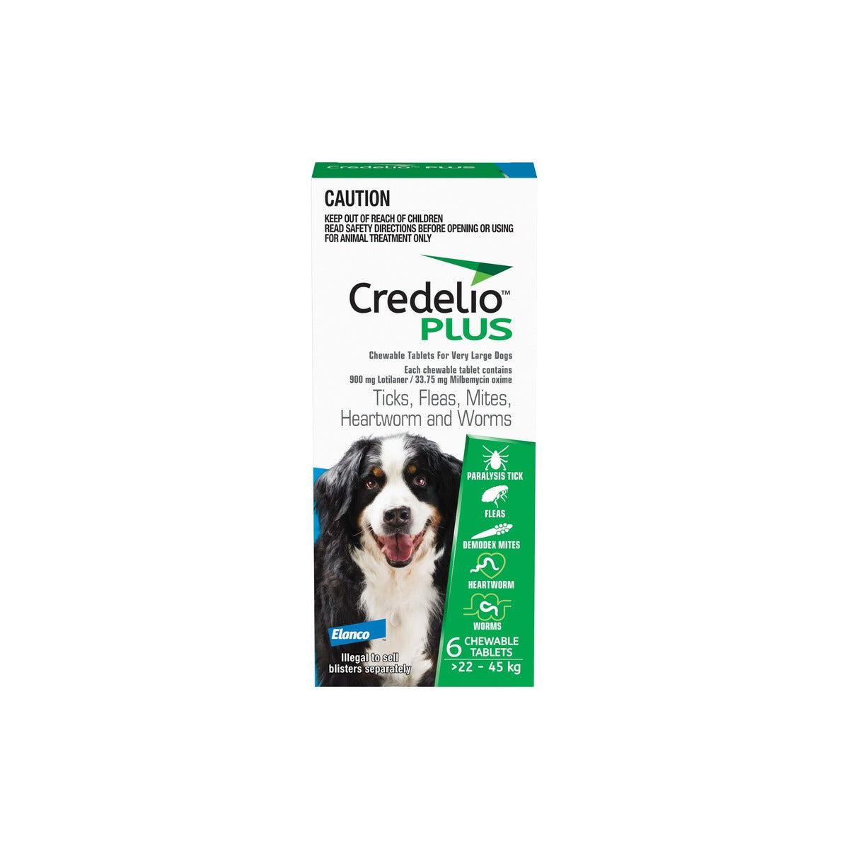 Credelio Plus Chews For Dogs 48.1-99lbs Blue – front of pack – front of pack