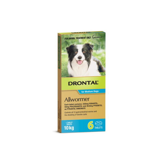 Drontal Medium Dogs 10kg – front of pack – front of pack