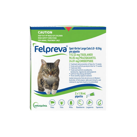 Felpreva Spot-On for Cats Large 11-17 lbs Green – front of pack – front of pack