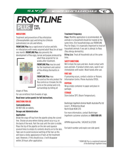 Frontline Plus cat flea and tick control, easy-to-apply topical solution