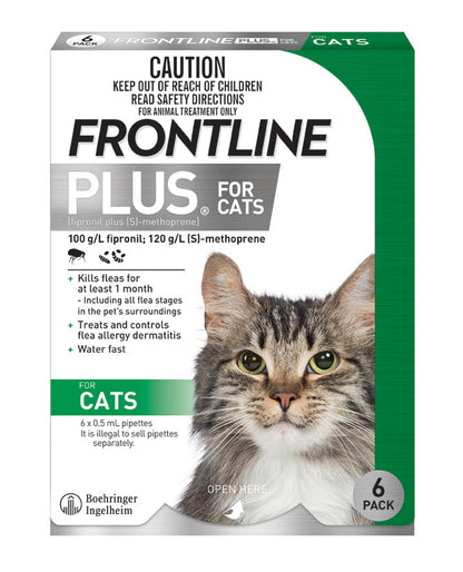 Frontline Plus for cats, long-lasting flea and tick prevention, trusted brand