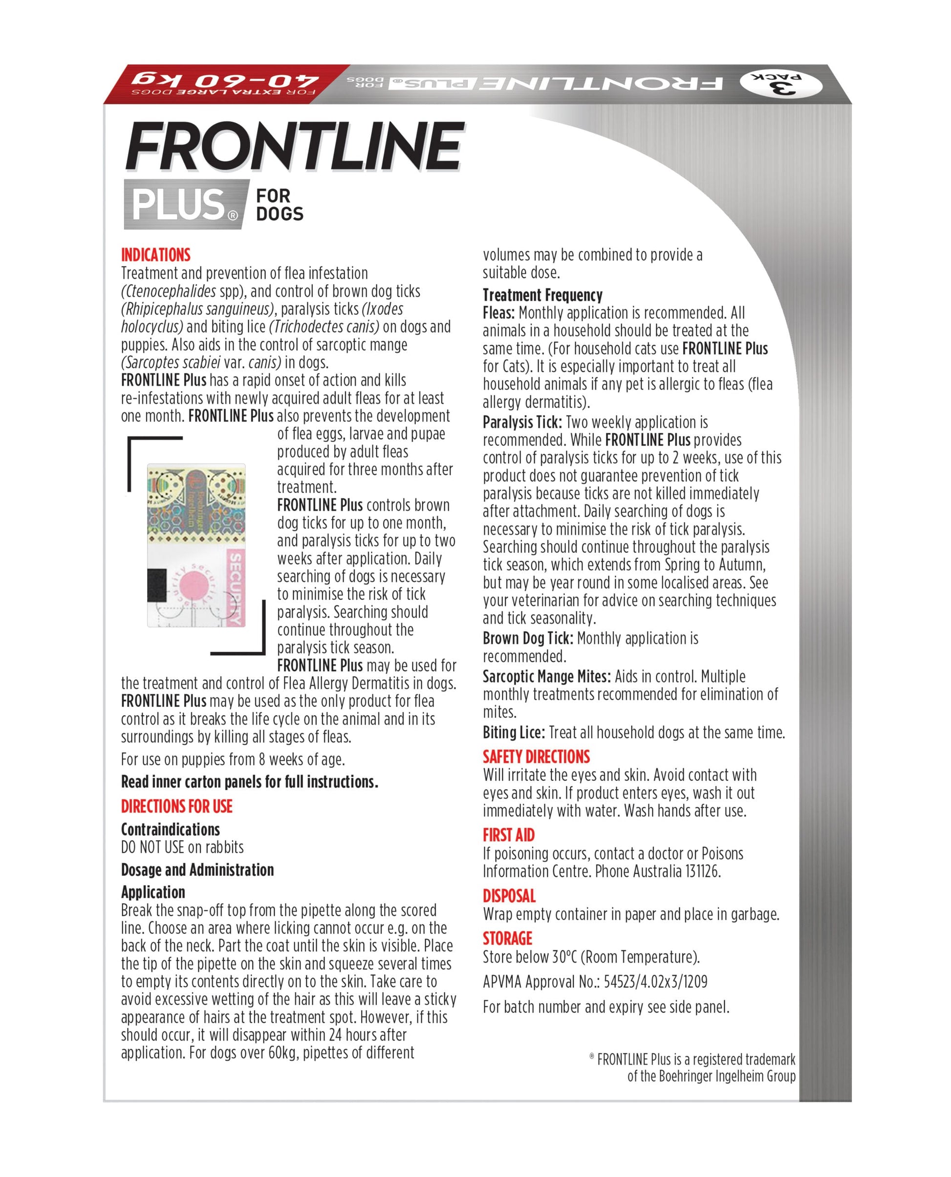 Frontline Plus Red – back of carton