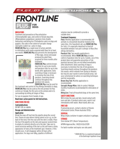 Frontline Plus Red – back of carton