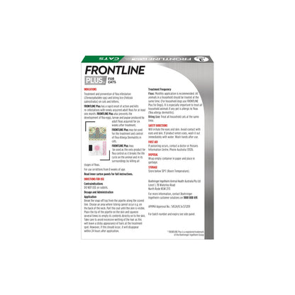 Frontline Plus for Cats – back of pack – back of pack