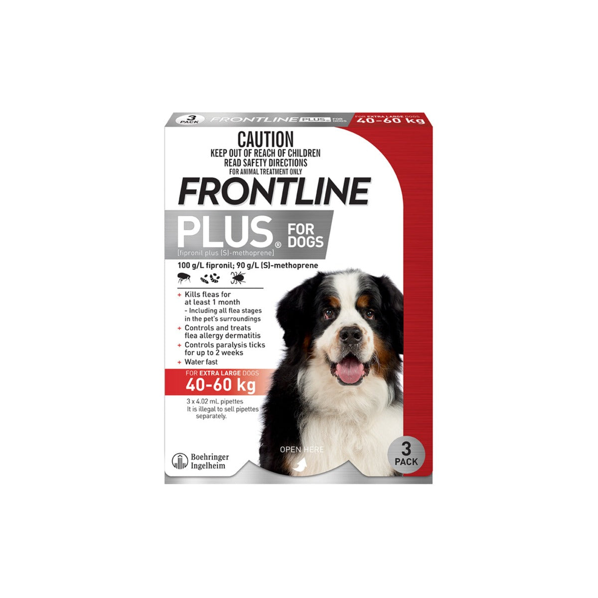 Frontline Plus for Extra Large Dogs 89-132 lbs - Red – front of pack – front of pack