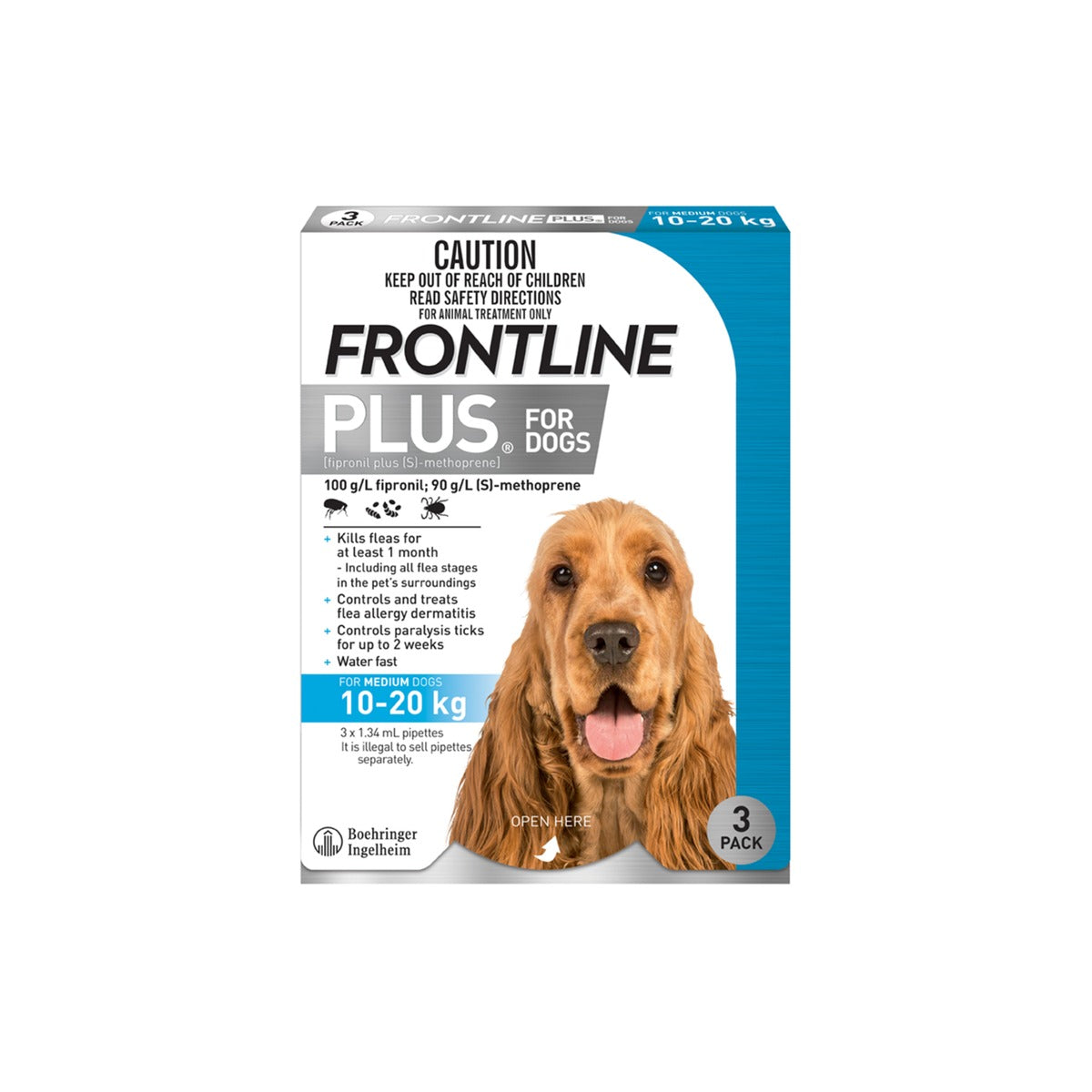 Frontline Plus for Medium Dogs 23-44 lbs - Blue – front of pack – front of pack