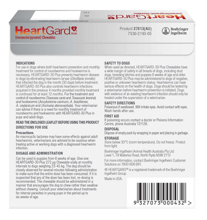 HeartGard Plus Brown for Large Dogs 51-100 lbs – back panel dosage and ingredients