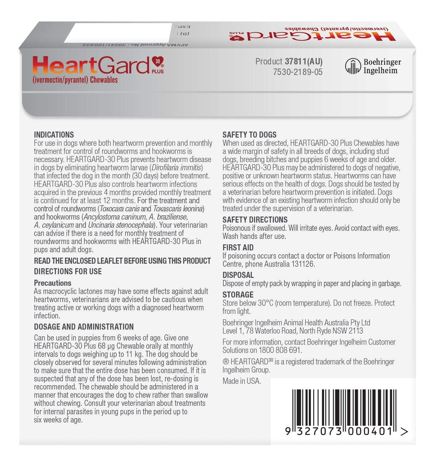 HeartGard Plus Chewables for Small Dogs (up to 25 lbs), blue box with product details.