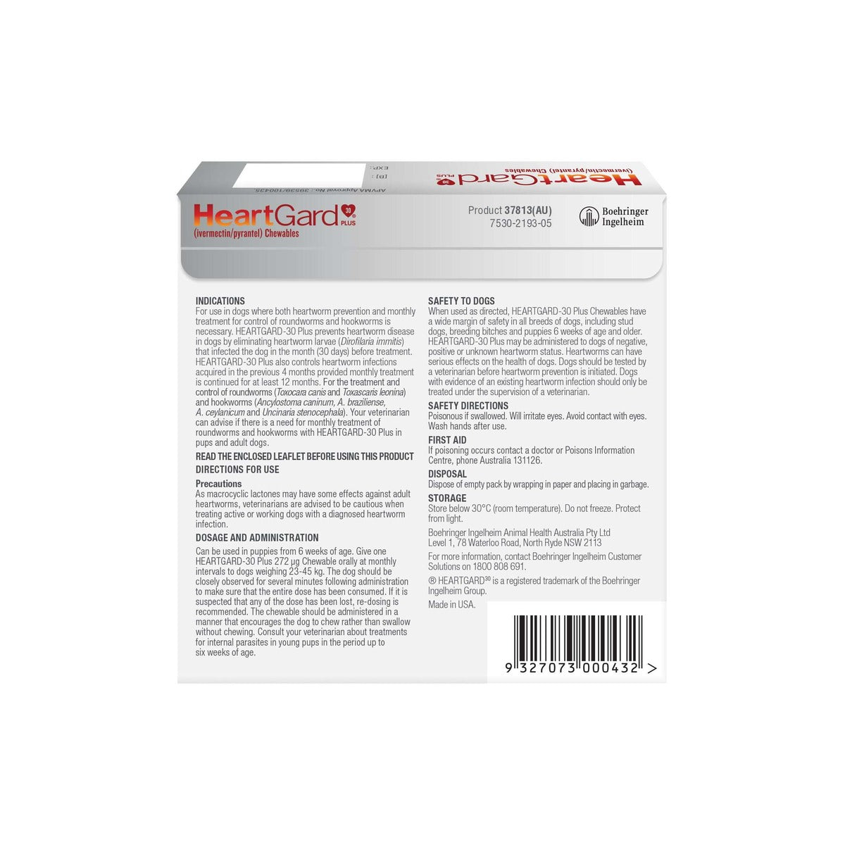 HeartGard Plus Chewables for Large Dogs 51-100 lbs 23-45 kg - Brown – back of pack – back of pack