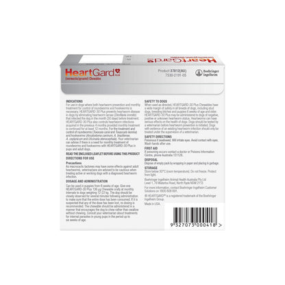HeartGard Plus Chewables for Medium Dogs 26-50 lbs 12-22 kg - Green – back of pack – back of pack