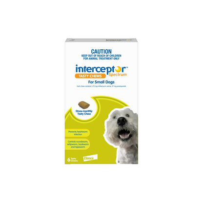 Interceptor Spectrum Chewables for Small Dogs 8.8-22 lbs 4-10 kg Green – front of pack