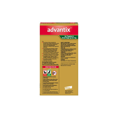 K9 Advantix For Dogs Up To 8.8lbs 0-4kg – back of pack