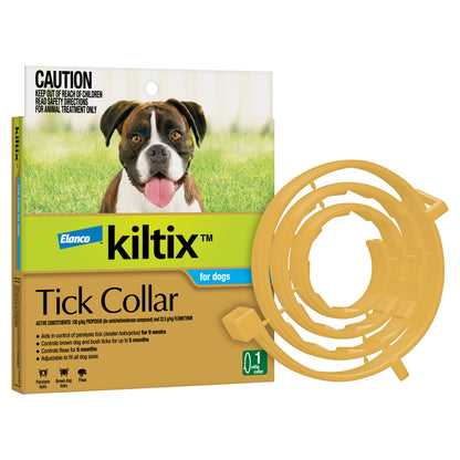 Kiltix collar for dogs, protective flea and tick control collar in packaging