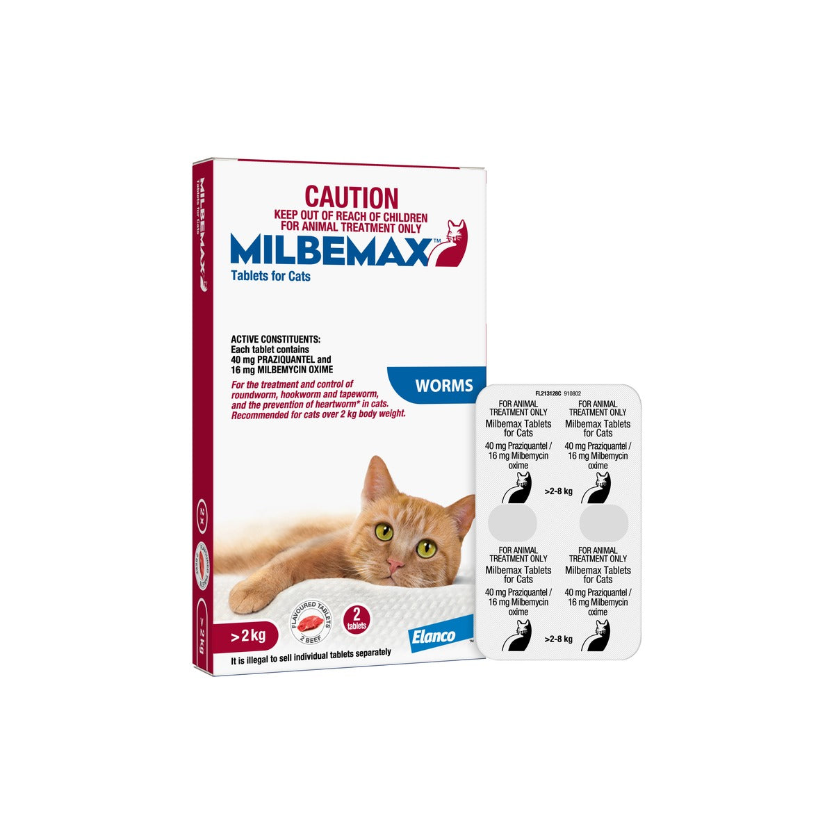 Milbemax Allwormer Cat Large 4.4 - 17.6lbs – front of pack – front of pack