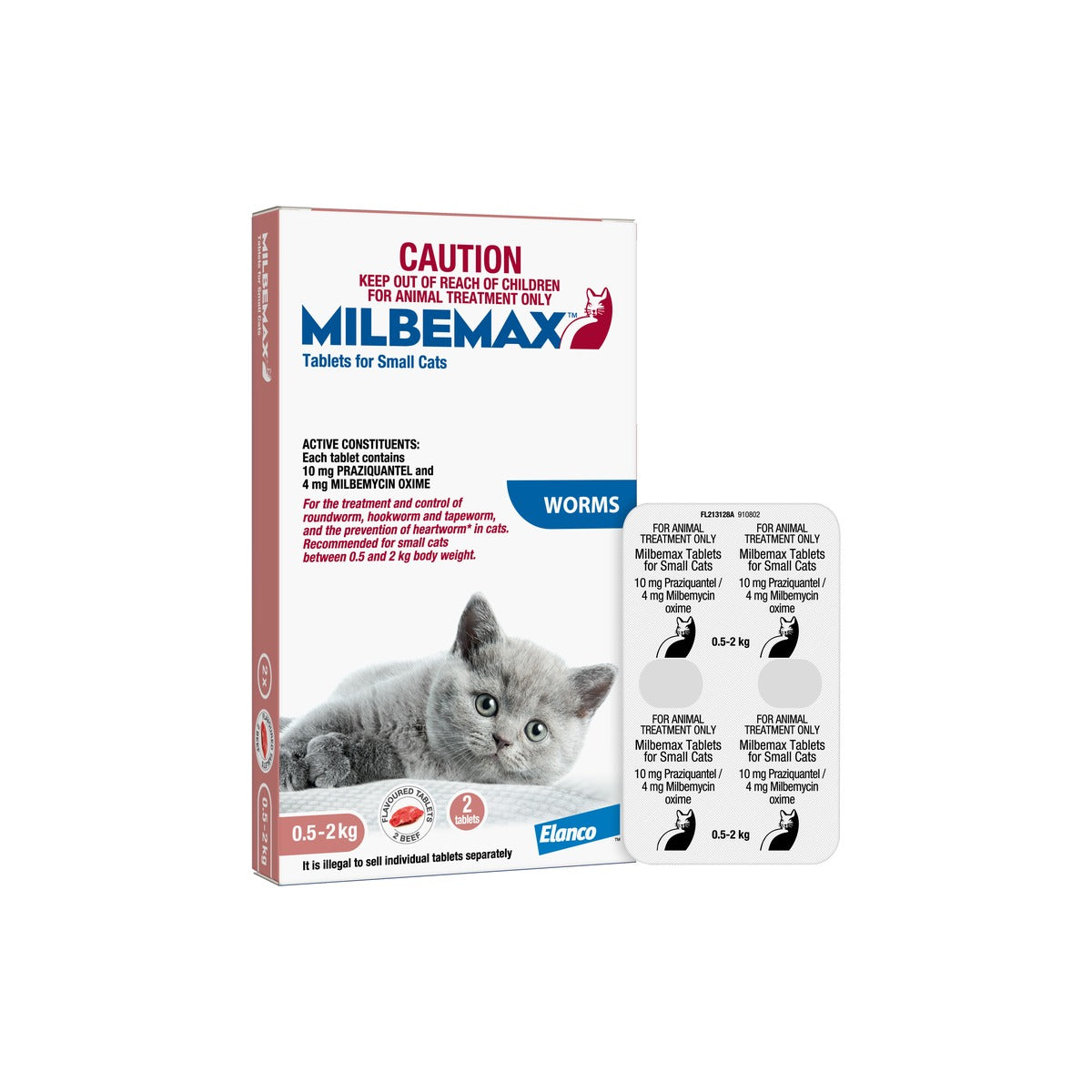 Milbemax Allwormer Cat Small 1.1 - 4.4lbs – front of pack – front of pack