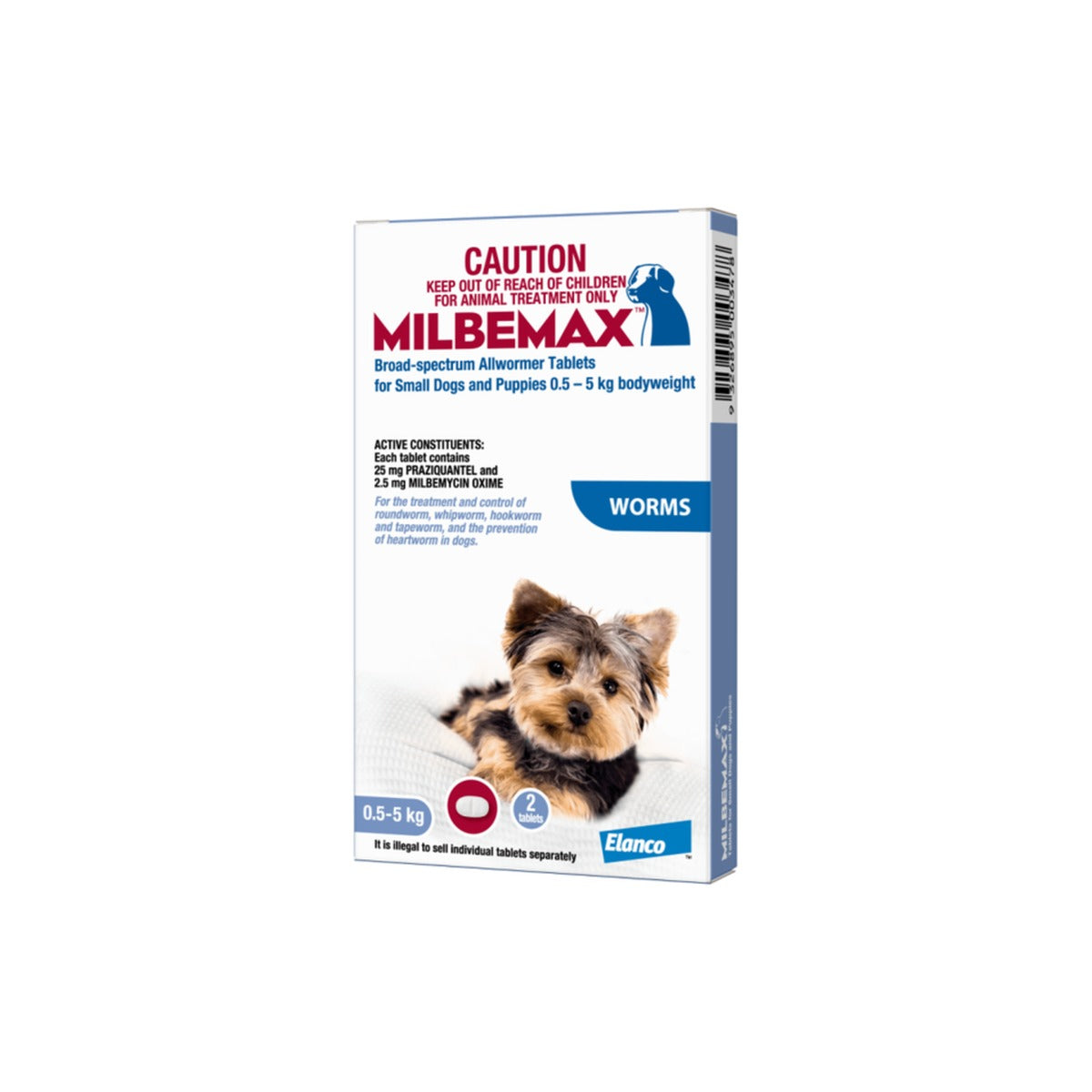 Milbemax Dewormer for Small Dogs 1.1-11lbs – front of pack – front of pack