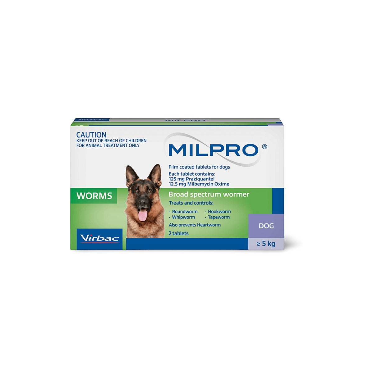 Milpro Broad Spectrum Allwormer For Large Dogs 11-55lbs – front of pack – front of pack
